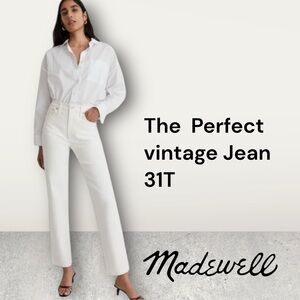 Madewell Perfect Vintage High Rise Taper Jeans White Cream Denim 31T
